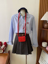 [5] Striped shirt for women, spring, long sleeves, top, butterfly embroidery, Korean style, wide fit, lightweight, stylish