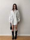 [11] Oversized striped shirt coat for women, boyfriend style, Korean style, oversized fit, covers the body shape