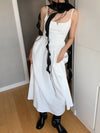 [34] Korean style stretch inner long camisole dress for women, fishbone dress, white, new for spring