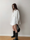 [11] Oversized striped shirt coat for women, boyfriend style, Korean style, oversized fit, covers the body shape