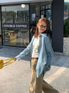 [6] Checkered loose shirt for women, spring coat, casual, Korean style, top, easy to coordinate